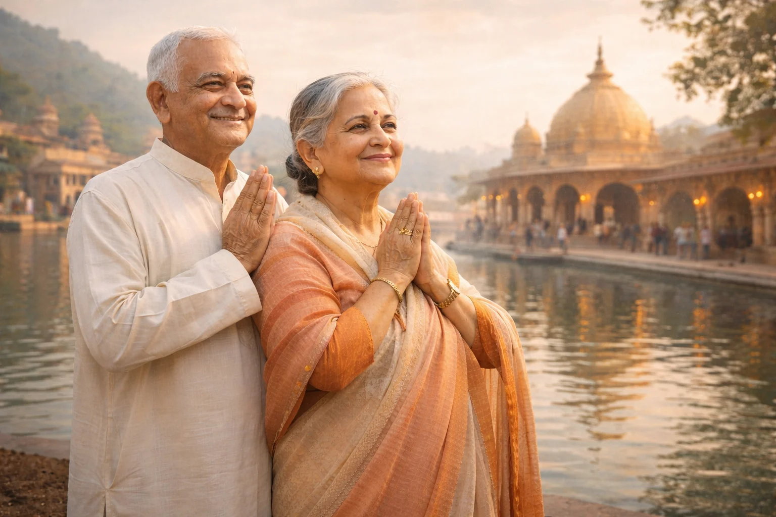 Senior couple at temple